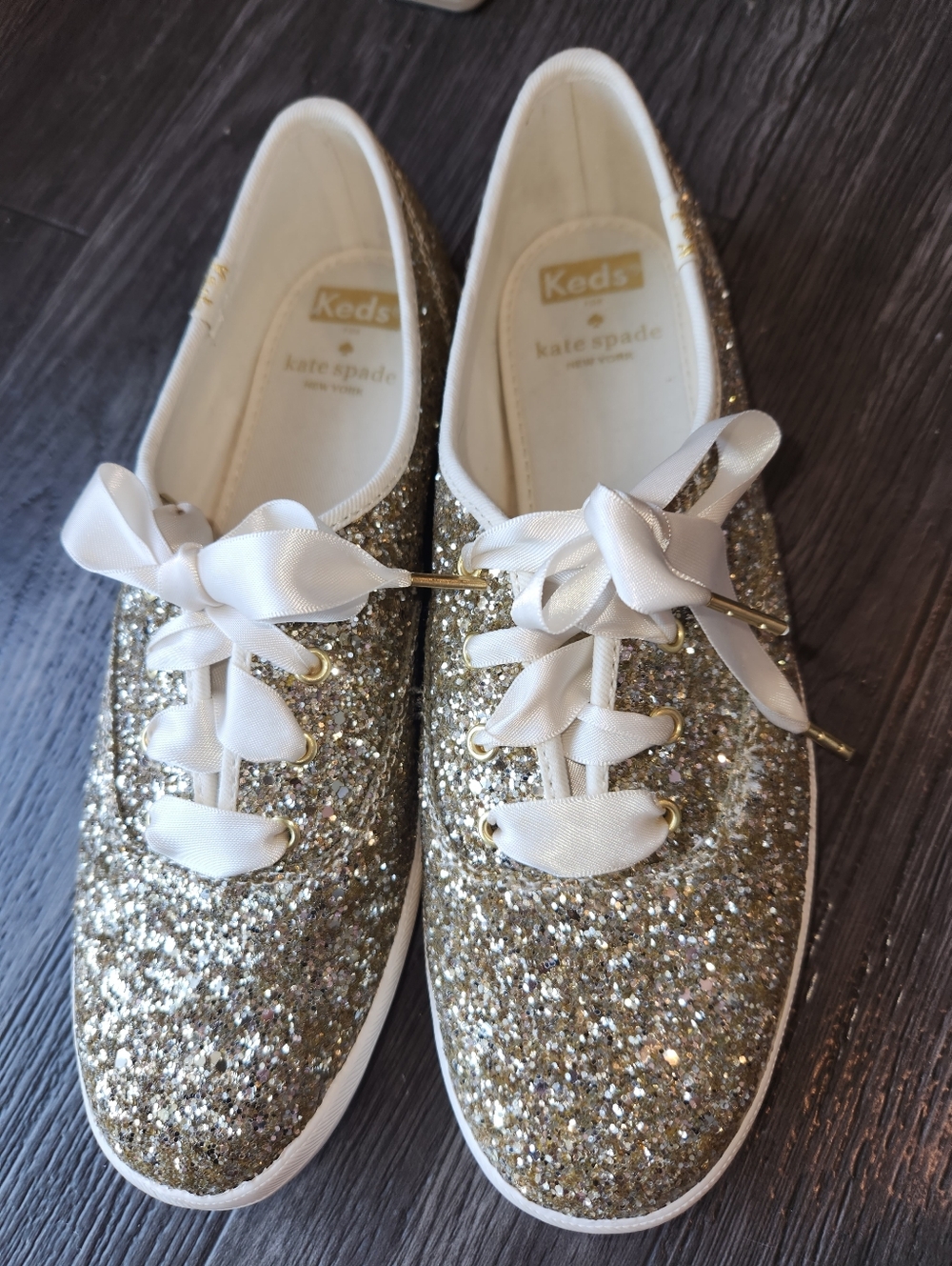 NIB Kate Spade Gold Glitter KEDS 7.5